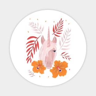 Unicorn with Hibiscus Flowers Magnet